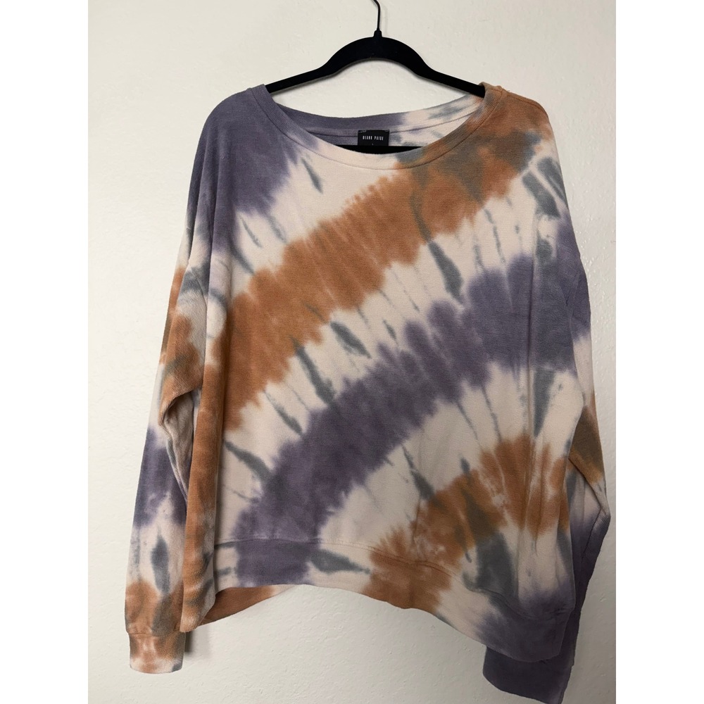 Blank Paige Tie Dye Sweatshirt Large Purple Tan Long Sleeve Pullover
